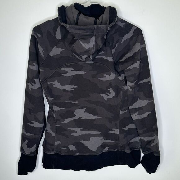 Athleta Triumph Printed Hoodie in Black Gray Camo Color Size Medium - Picture 5 of 7